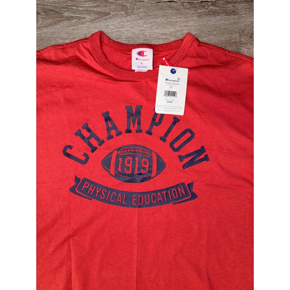 Champion Rec Center loose Cropped Tee Red Physical Education Graphic CPW253 L‎